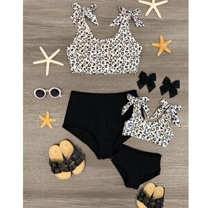 Mommy and Me Matching Striped and Pink Swimsuit Set NEW